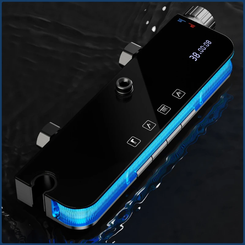 สมาร์ทดิจิตอลสายฝนห้องน้ําชุดฝักบัวแสดงอุณหภูมิห้องน้ําก๊อกน้ําชุดสีเทาระบบฝักบัว Ambient Light 1