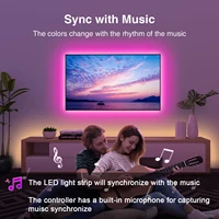 Bande lumineuse Led pour synchronisation de musique, avec contrôle par application, ruban lumineux Flexible pour décoration de fête à domicile, rétro-éclairage TV 4