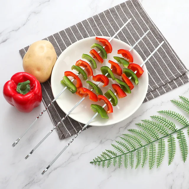 Ossayi 10Db Bbq Grill Nyárs Rozsdamentes Acél Függő Típusú Barbecue Villák Pörkölő Tűpörkölt Főzési Eszközök Kiegészítők - Image 5