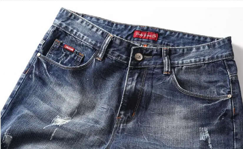 Men Blue Stretch Denim Shorts Straight Fit Shorts Jeans High Quality Elastic Casual Denim Jeans Shorts New Summer Shorts Size 42 5