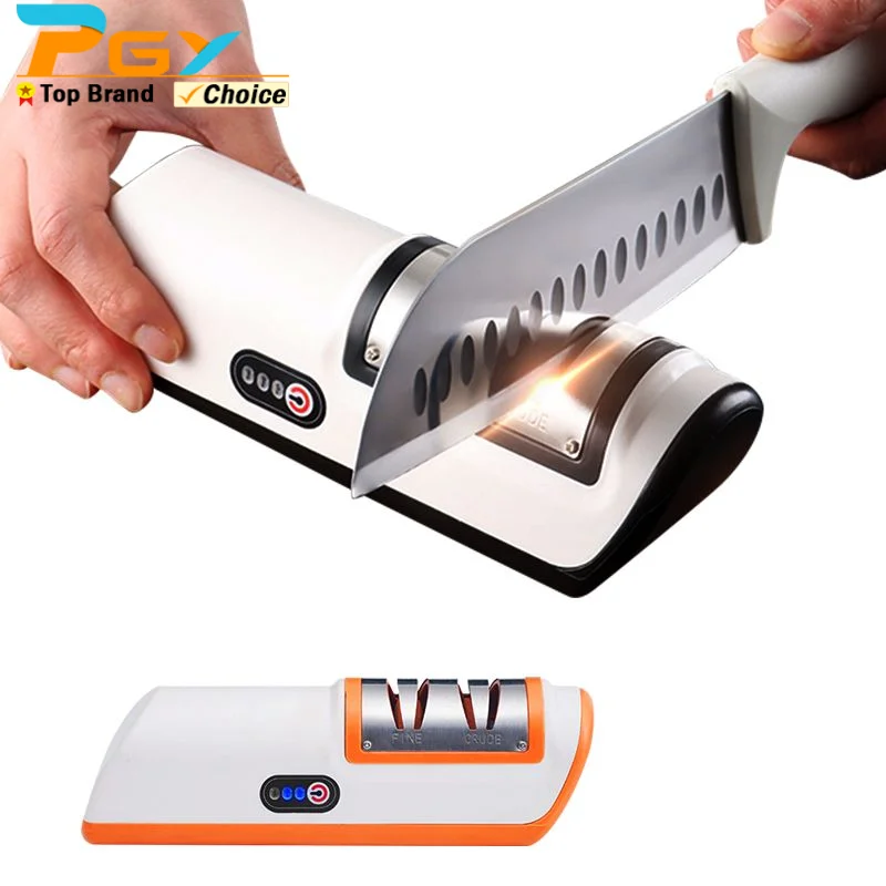 

Professional Electric Knife Sharpener Household Fast Automatic Knife Sharpeners 4 Edge 2 Speed USB Rechargeable Sharpening Stone