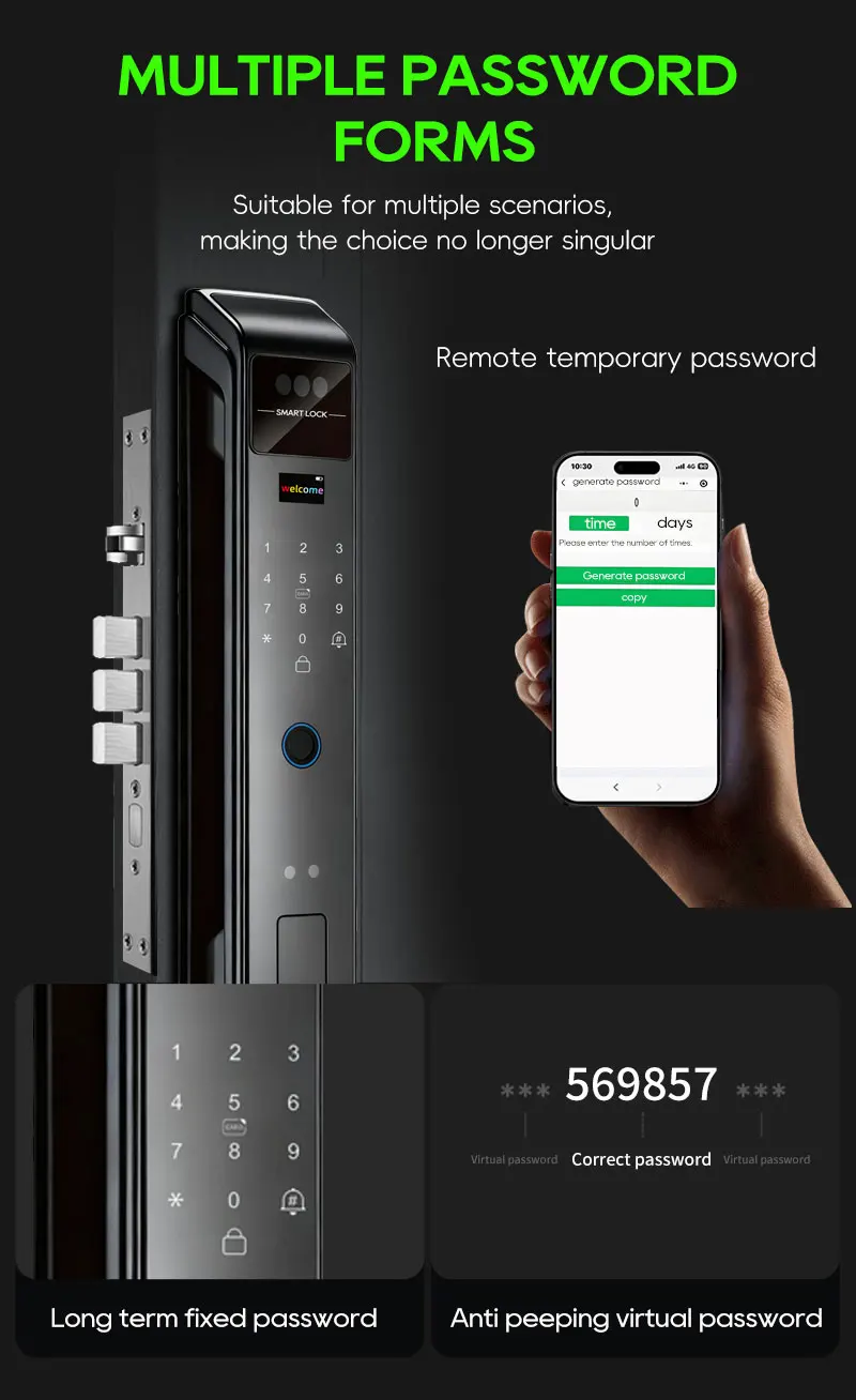 SANKESONG Tuya 3D Face Recognition Smart Lock with Security Camera Digital Electronic Intelligent Fingerprint Lock Dual Battery