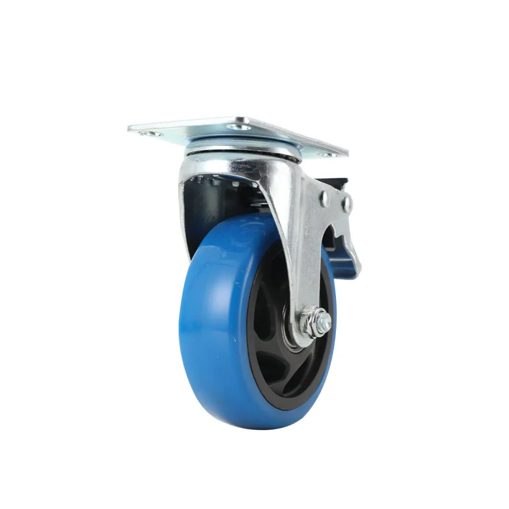 4 x 100 mm Lenkrollen mit Bremse, Transportrollen, robuste Rollen, 120 kg pro Rolle, Polyurethan-Möbelrad – Detail 8
