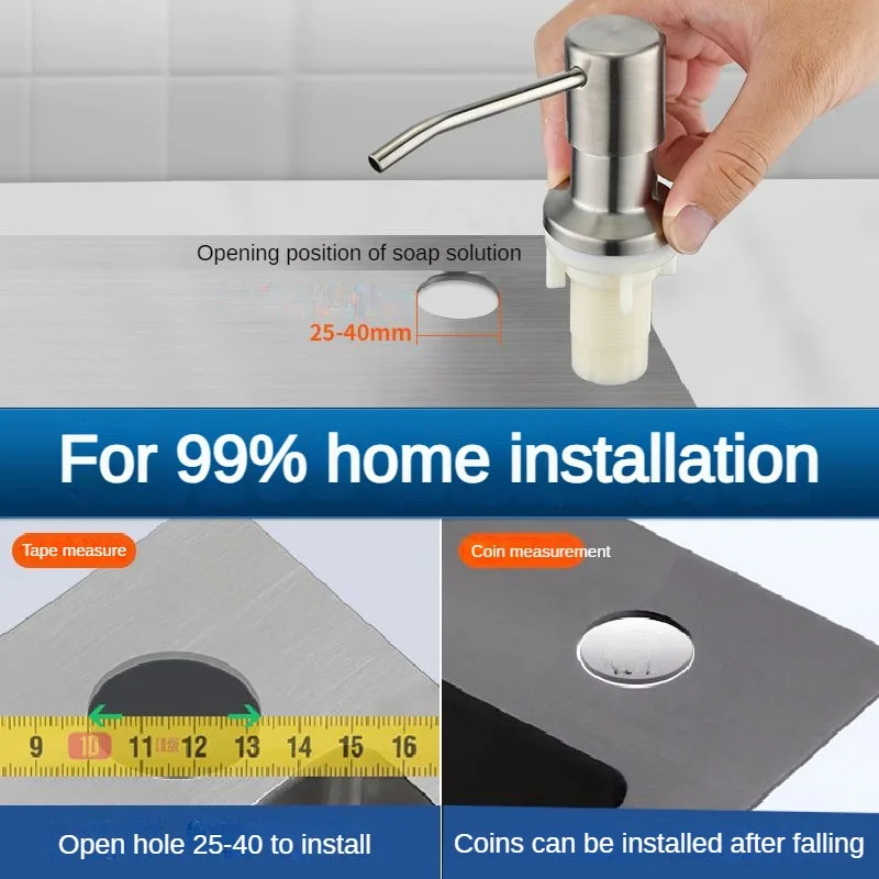 Soap Dispenser Stainless Steel Extension Tube Kit Kitchen Sink Liquid Bathroom Lotion Detergent Hand Press Pumps