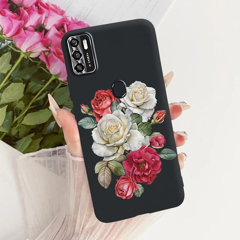 Floral Soft Black Silicone Bumper Phone Cover