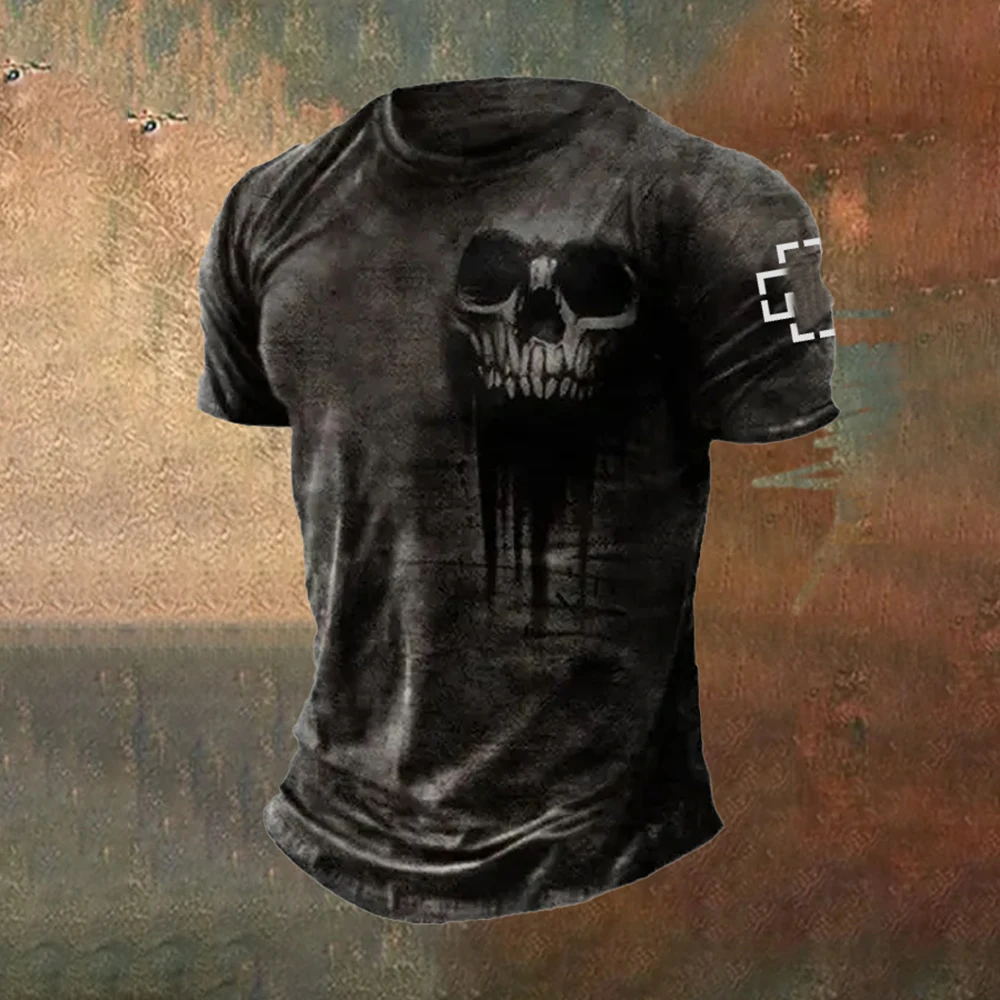 Camiseta Para Hombre Con Estampado 3D De Calavera Tops