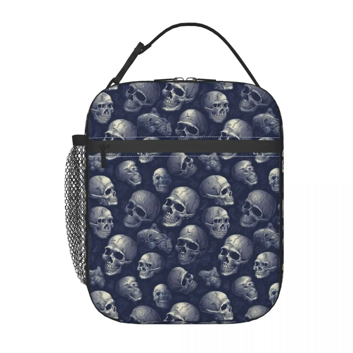 

Halloween Skeleton Gothic Dark SKull Bones Thermal Insulated Lunch Bag Portable Lunch Box for Kids School Storage Food Tote Bags
