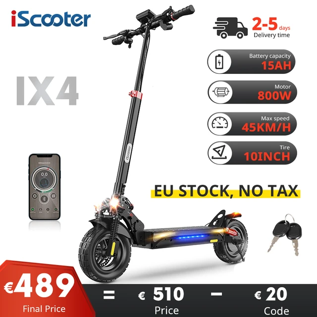 iScooter iX5 Scooter électrique tout-terrain 10 pouces Moteur