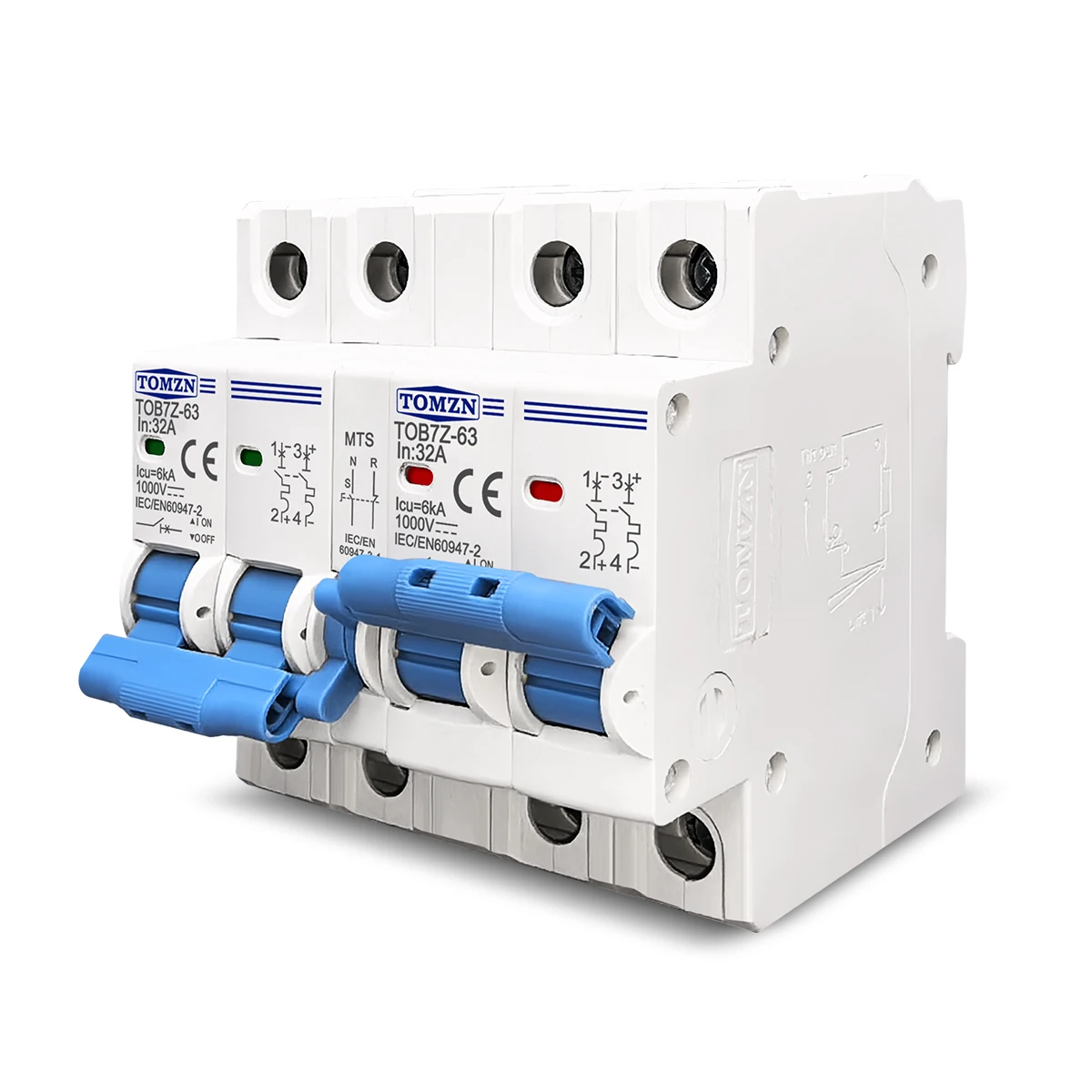 TOMZN 2P plus 2P DC MTS Dual power Manual transfer switch Circuit