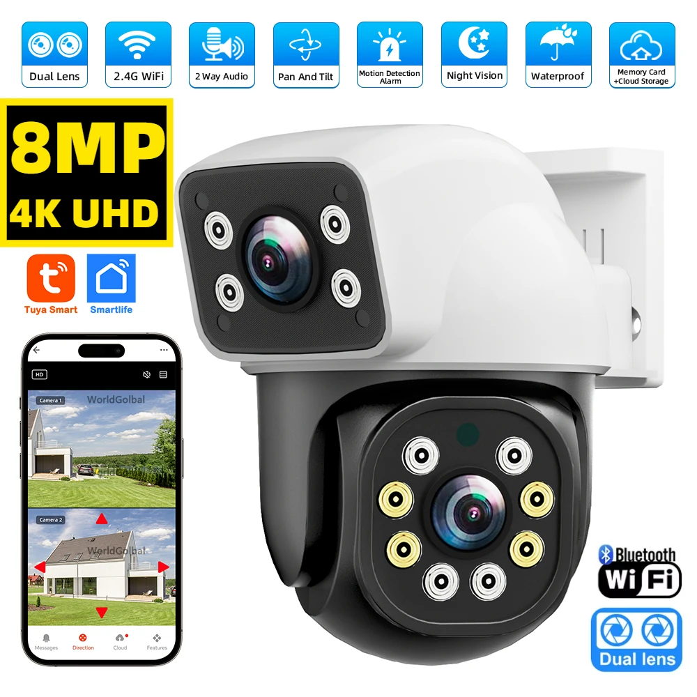 Tuya 8MP 4K WIFI caméra IP PTZ double objectif double écran détection de mouvement couleur nuit caméra de Surveillance de sécurité extérieure Tuya 1 Tuya 8MP 4K WIFI caméra IP PTZ double objectif double écran détection de mouvement couleur nuit caméra de Surveillance de sécurité extérieure Tuya 1