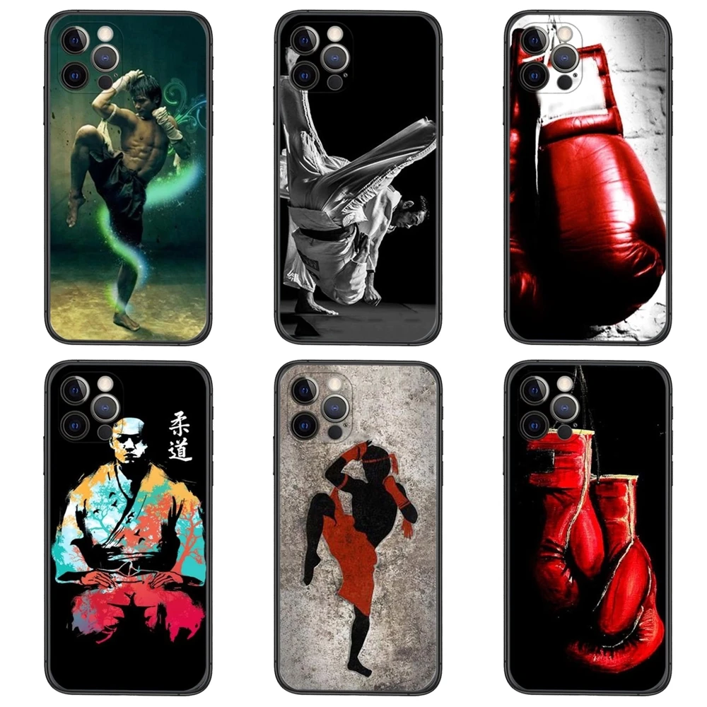 Черный силиконовый бампер Muay Thai для борьбы и бокса 3D из ТПУ Galaxy Note 10 Lite 9 8 20 Pro A7 A8 2018