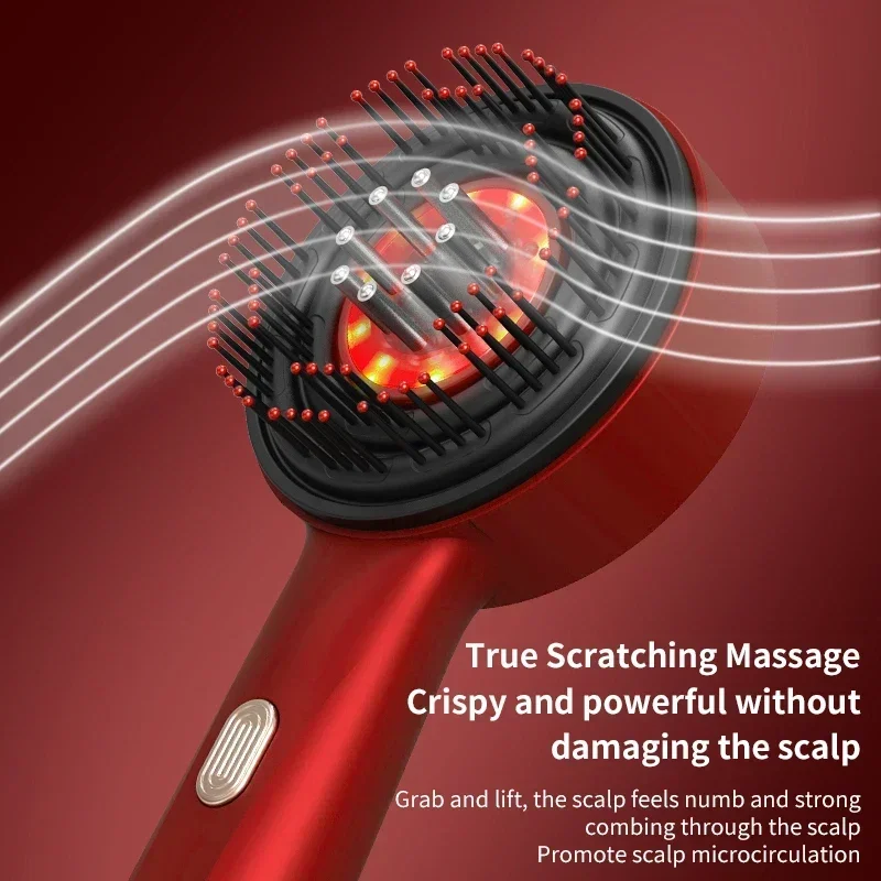 Electric Massage Comb Red Light Vibration Head Massage Comb Oil Applicator Nourishing Scalp Brush Hair Growth Anti Loss Care