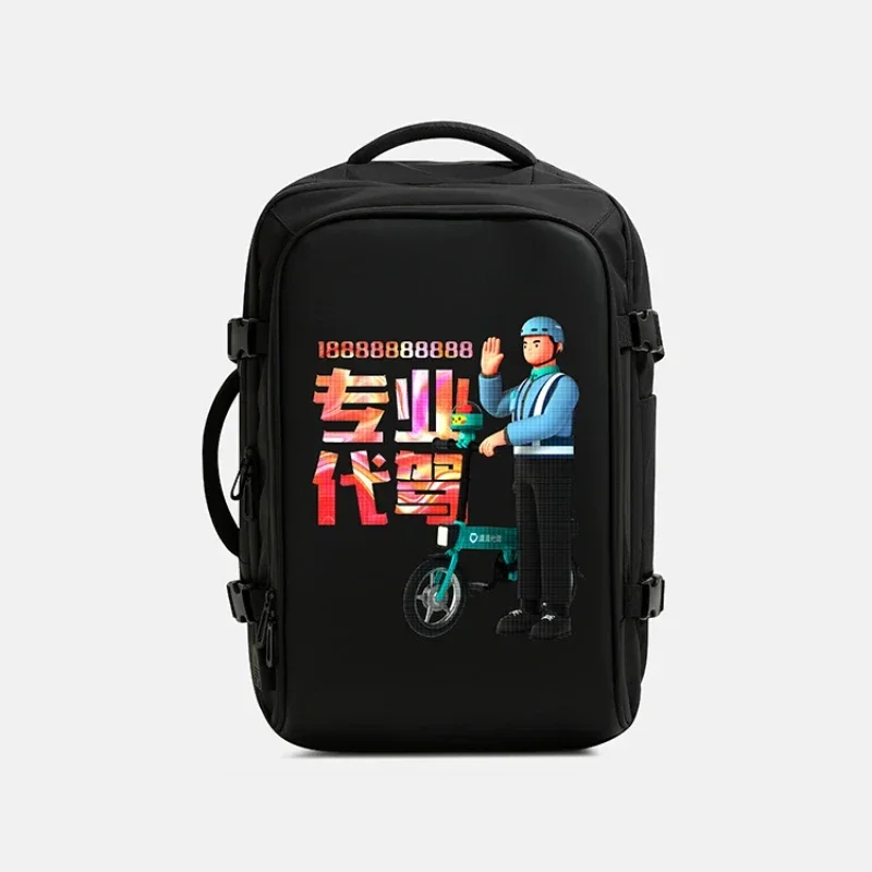 LED Luminous Backpack Men's Business Advertisement DIY Smart Backpack 16-inch Laptop Waterproof USB Charging Port Backpack 2
