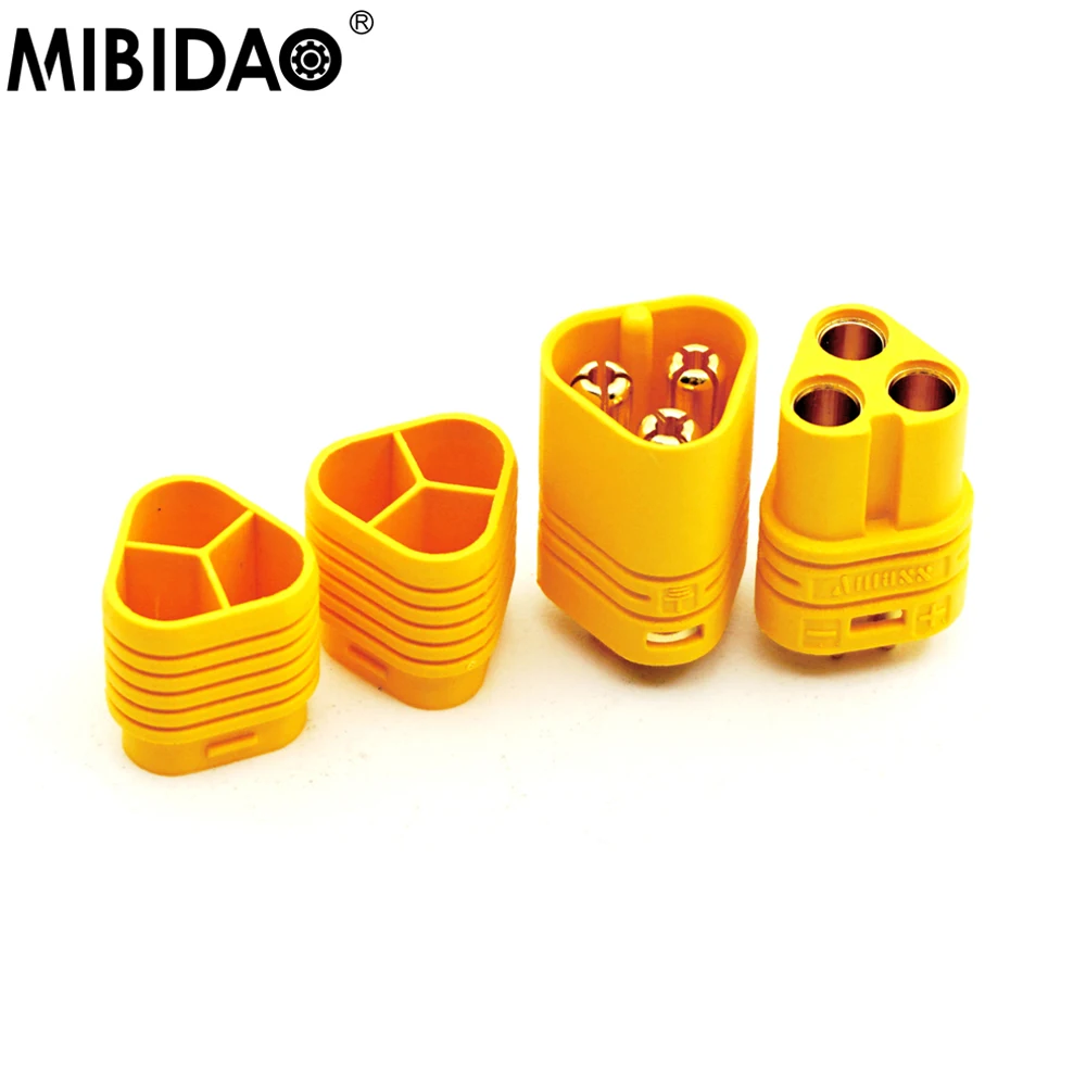 MIBIDAO 5Pairs 3.5mm MT60 Connector Plug Adapter 3-pin Bullet Plug For RC Model Battery Control Parts ESC Motor