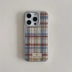 Vintage Plaid Silver Edge Epoxy Anti - Drop TPU Phone Case for iPhone 12 (SMTOCTsn001)