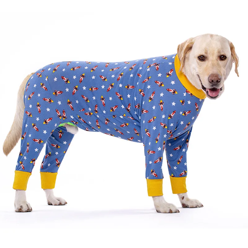 thumbnail image 1 of Pijamas de algodón con estampado de dibujos animados para perros, bonitos pijamas para perros, ropa para perros grandes, monos para perros grandes, 1 of 5