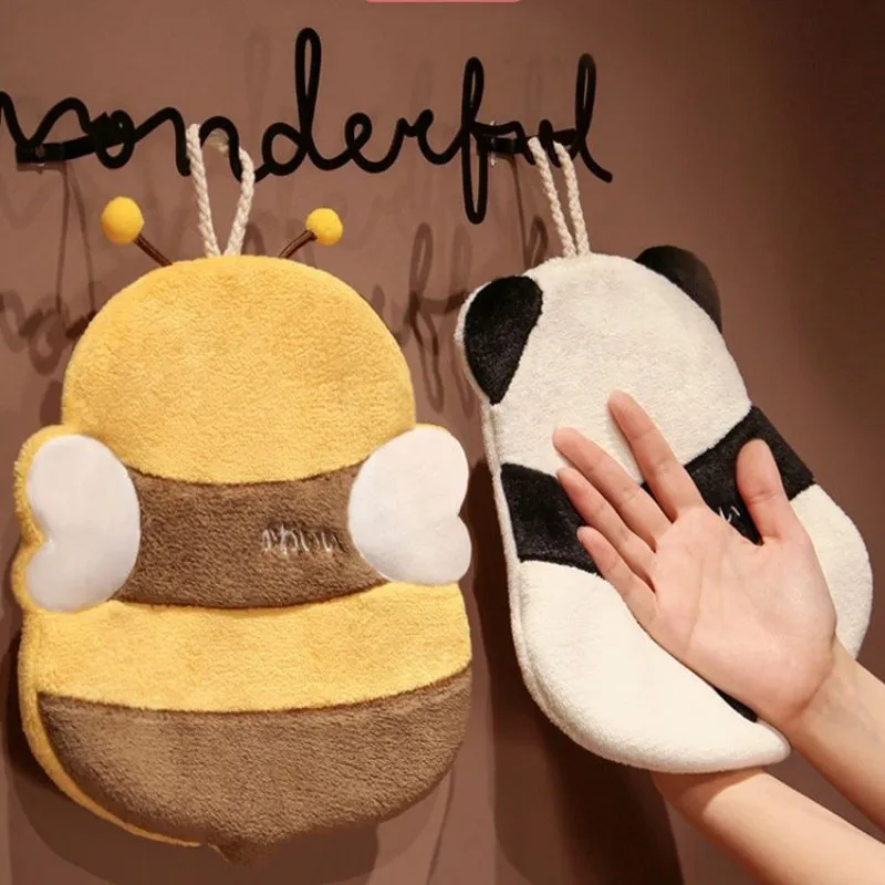 hand towels face towels pocket towels hair towels Panda Towel Quick-Drying Absorbent Towel Hanging Thickened Soft Coral Fleece Hand Washing Cloth Car Computer