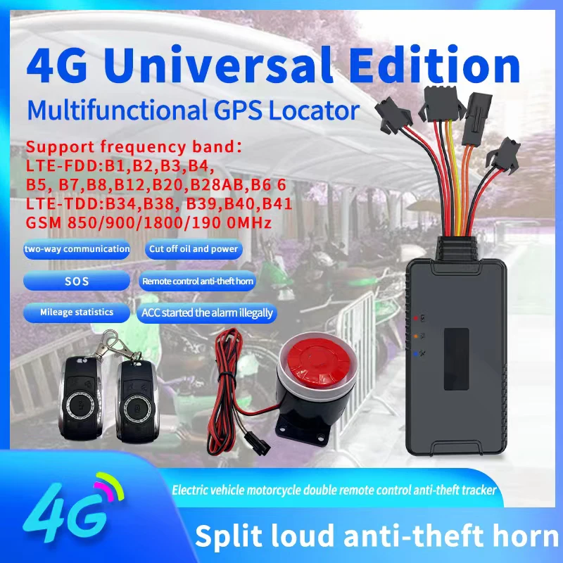 4G+2G GPS Tracker with Remote Control Engine Kill 2 Way Speaking Voice Monitoring Realtime Location Tracking and Alarm Siren