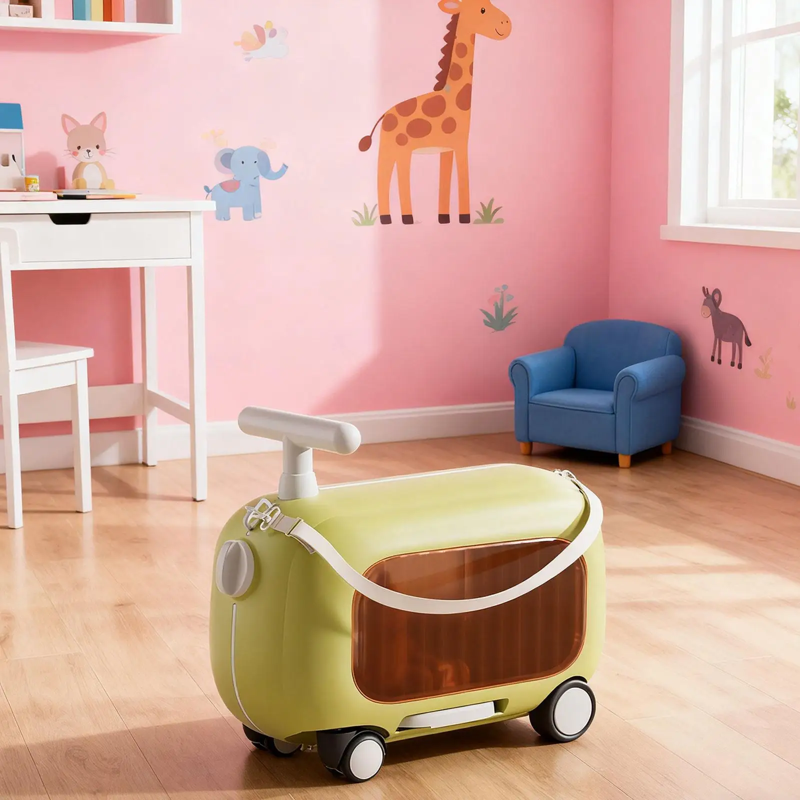 Ride on Suitcase, Luggage Case with Wheels Rideable Carry on Storage Carry on Luggage Children's Suitcase, for Aged 2-6 Years