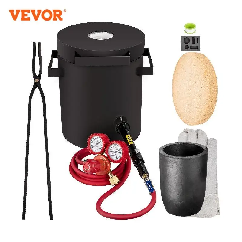 VEVOR Propane Melting Furnace 2/4/5/6/10 KG Metal Foundry Furnace Kit w/ Graphite Crucible & Tongs Casting Smelting