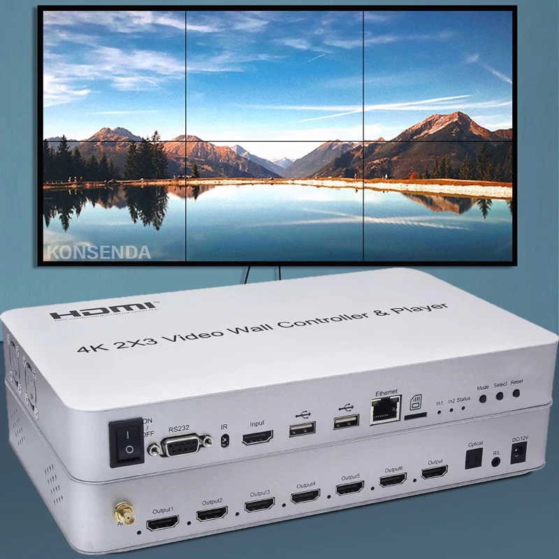 4K 2x3 Ƽ ũ  μ 2x3   Ʈѷ HDMI TV  Ʈѷ ÷̾  USB ũ 콺 Ű