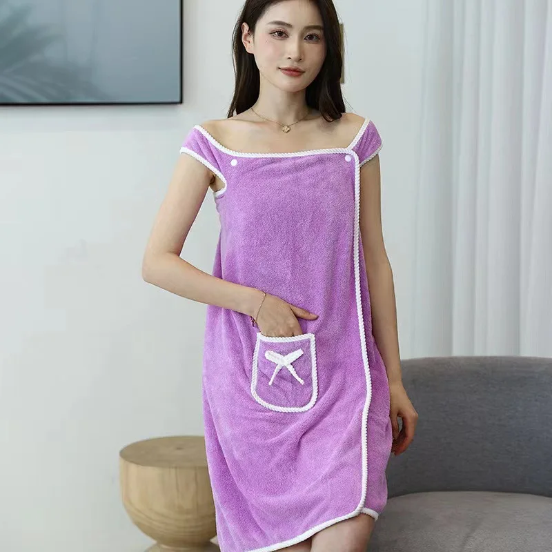 Thick Bath Towel Wearable Microfiber Bathrobe Female Bathroom Adult Soft Bathing Skirt Home Textile Bathroom Sauna Shower Towel