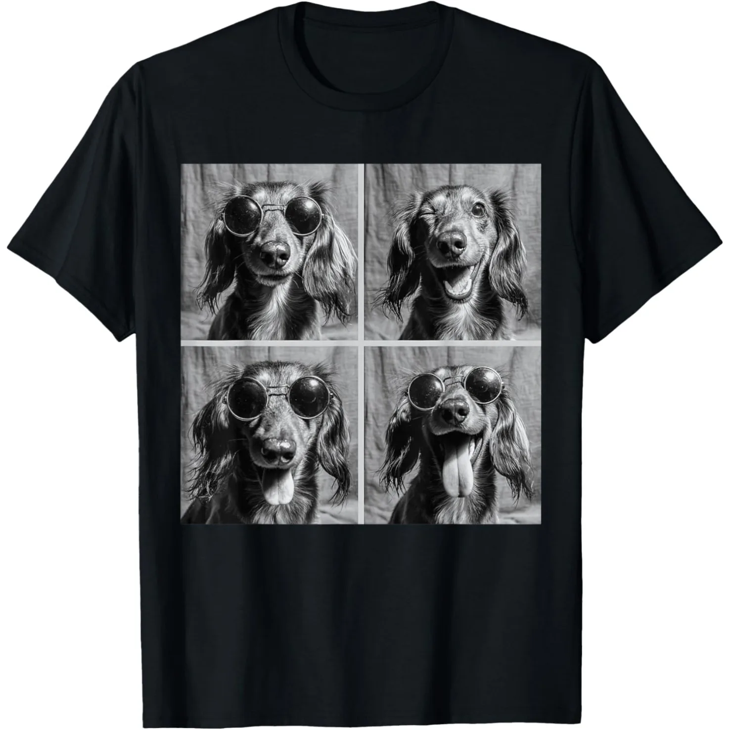 Lustiges süßes Dackel-T-Shirt mit Sonnenbrille und Hut für Herren – Humorvolles Streetwear-T-Shirt, kurzärmelig, Unisex, lockere Passform