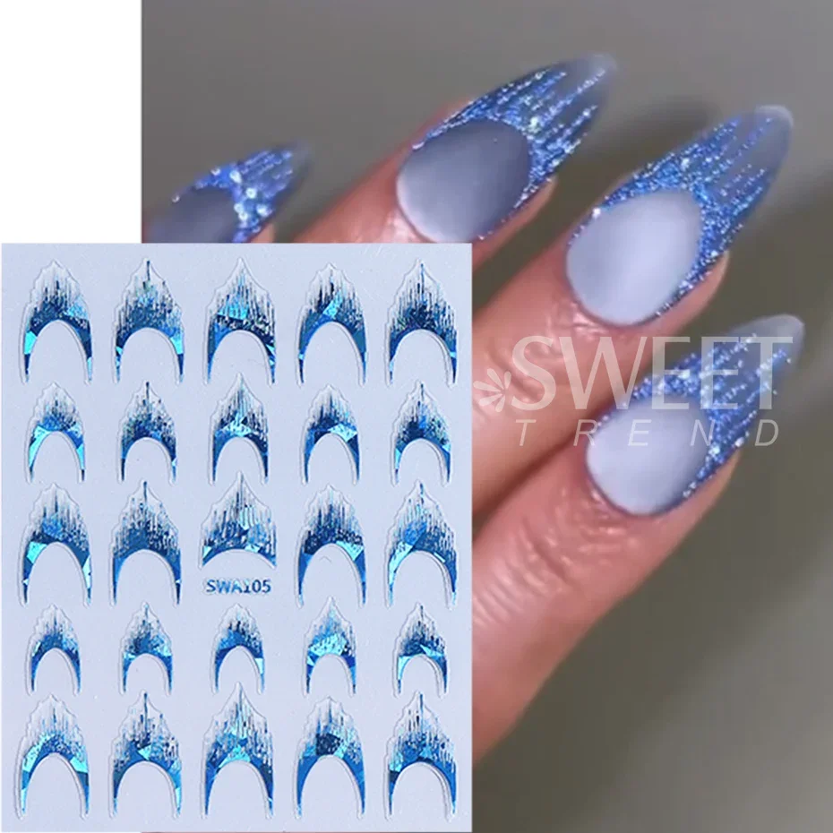 3pcs French Stripes Line Nail Art Stickers Laser Holographic Gold Silver Line Simple Slider Nail Decals DIY Manicure Decoration