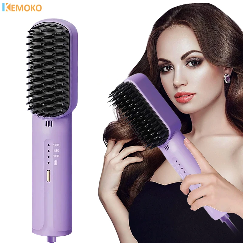 Electric Hair Straightener Comb Brush Curling Iron