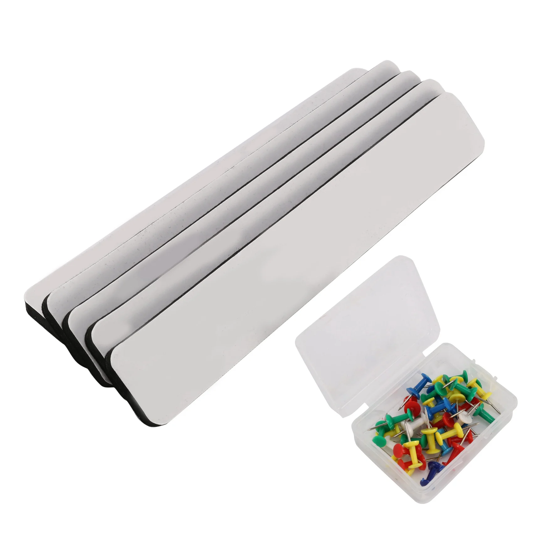 

Combo Bulletin Board Strips - 5 Black Self Adhesive Backing Magnetic Metal Felt Push Pin Bars,Home Office Memo
