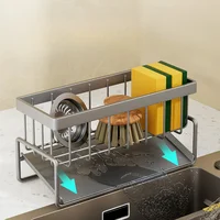 Kitchen Sink Drain Rack Organizer Stainless Steel Self Draining Sink Shelf Soap Sponge Holder Dishcloth Towel Rack Filter Basket 2