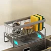 Kitchen Sink Drain Rack Organizer Stainless Steel Self-draining Sink Shelf Soap Sponge Holder Dishcloth Towel Rack filter basket 3