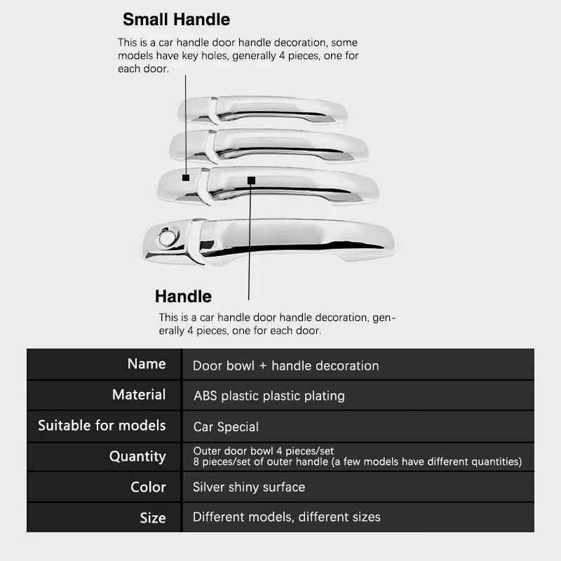 Chrome Smart Door Handle Cover - Car Exterior Styling Accessory with Protective Film Stickers
