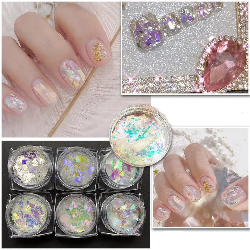 

Ultra-Thin Iridescent Nail Art Glitter Flakes Color shift Holographic Opal Fire Nail Acrylic Glitter Pigment Opal Nail Powders