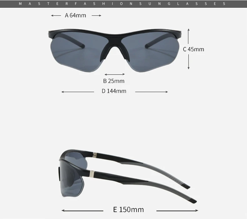 Sport-Sonnenbrille Halbrahmen Outdoor-Radsportbrille UV-Beständig UV400 Fahrradbrille 3018 – Detail 7
