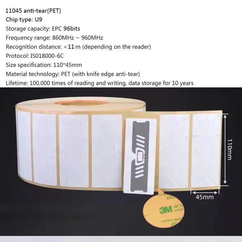10PCS Long Range RFID UHF Tags Sticker Wet Inlay 860-960mhz Alien U7 EPC Global Gen2 ISO18000-6C 5