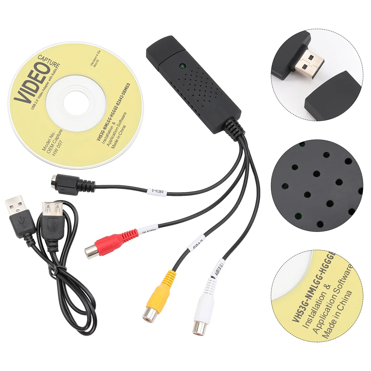 

USB 20 Video Capture Device VHS VCR to Converter Capture Adapter ( Black )