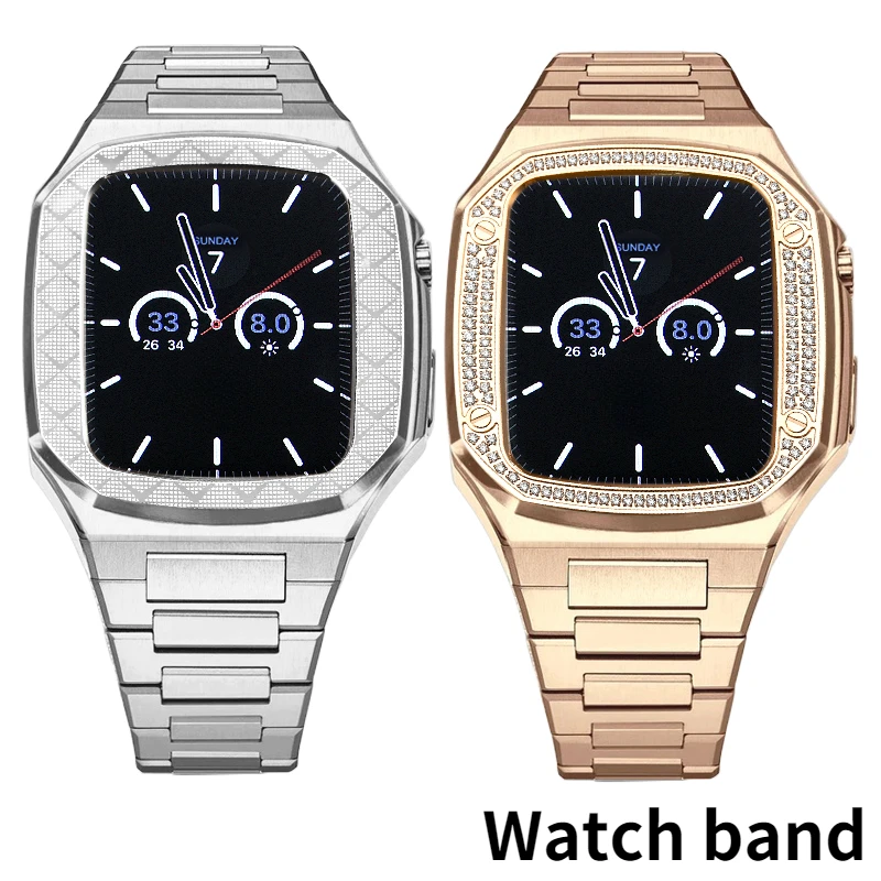 

Модифицированный комплект, металлическая рамка для Apple Watch 7 6 5 4 42 мм 44 мм 45 мм, корпус для часов, металлический сменный ремешок для iWatch band 41 мм