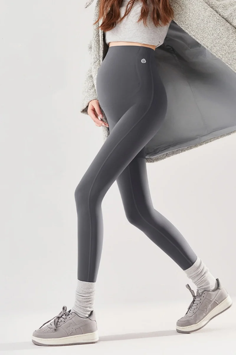 2024 Spring Autumn Maternity Leggings Pregnant Women High Elastic Belly Support Pants Unfettered Seamless Maternity Shark Pants 3