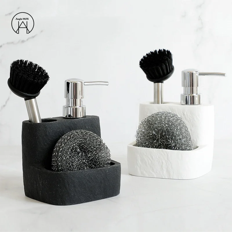 Resin Modern Kitchen Soap Dispenser Set Liquid Hand Soap Dispenser Pump Bottle Can Be Stored