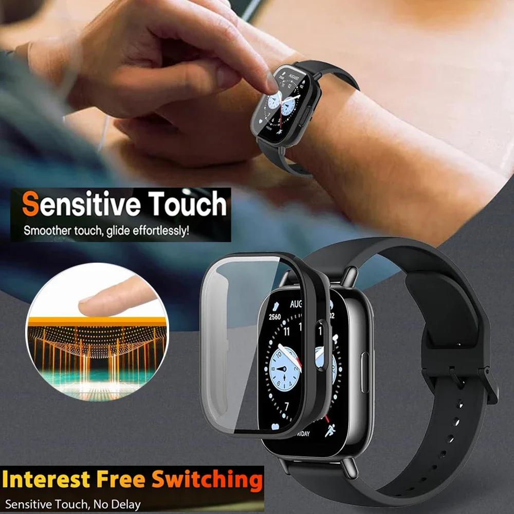 Enhanced Tempered Glass and PC Protective Watch Case with Soft TPU Screen Protector