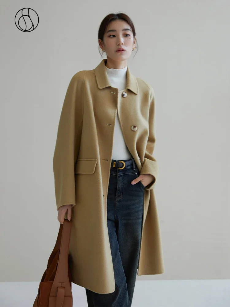 DUSHU Texture Woolen Coat 2024 Winter New Item High-end Yak Fur Women Casual Loose Women Woolen Coats 24DS84269