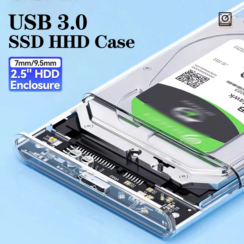 USB C USB 3.0 / 3.1 to SATA III HDD Adapter 2.5'' External Hard Drive Enclosure 5Gbps Tool Free Clear External Hard Drive Case