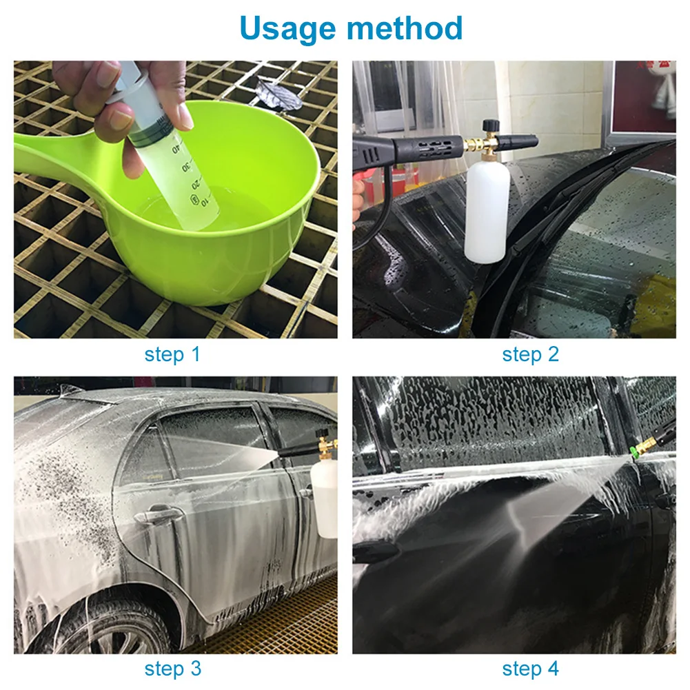 4350PSI High Pressure Foam Jet Bottle Adjustable Snow Foam Lance Washer Wash Soap Foam Gun with Nozzle for Home Vehicle Washing 4