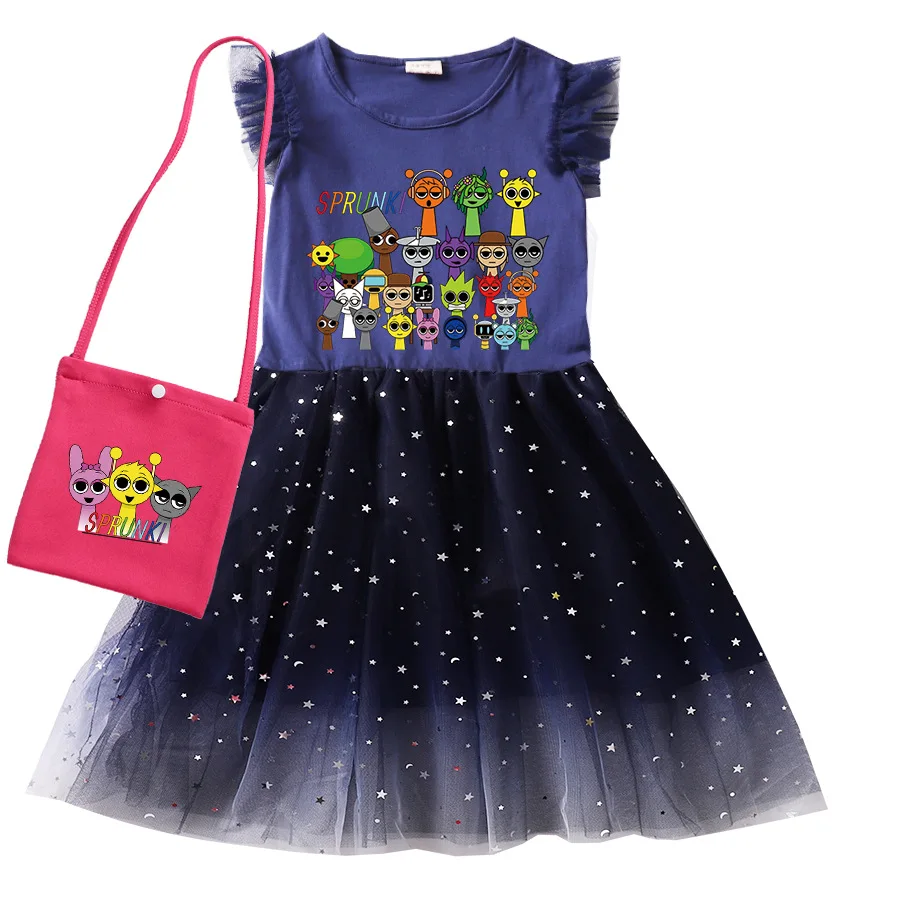 Game Sprunki Dress For Kids Lace Casual Dresses For Baby Girls Super Clothes Children Wedding Party Summer