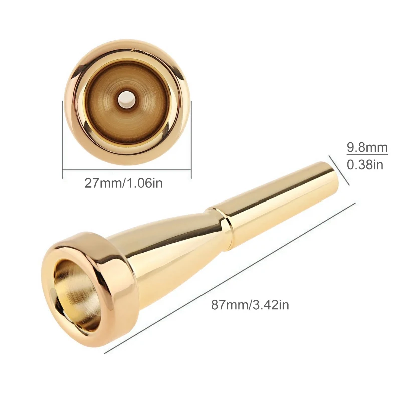 Trumpet Mouthpiece Gold Plated Metal Bullet Shape for Bach Conn and King Trumpet trumpet mouthpiece