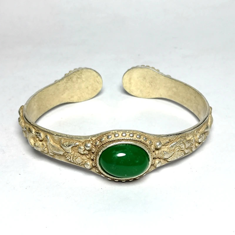 

Старинная резьба, Восемь Бессмертных статуй, инкрустированные ювелирными изделиями, браслет, украшение, подарок, коллекция, размер 63 мм