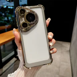 Luxury Clear Plating Phone Case with Airbag Protection and Transparent Camera Guard for Pura 70 (Grey)