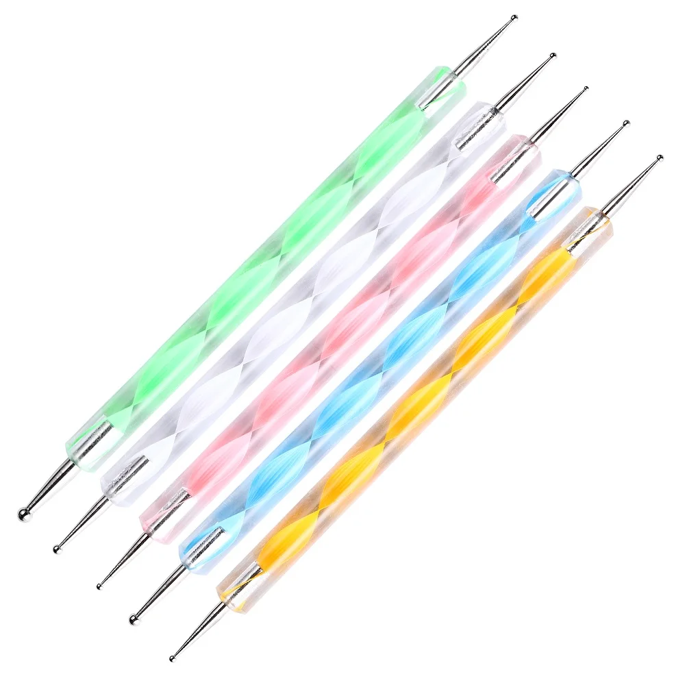 Arte Clavo 5pcs Professional Drawing Nail Pen Nail Art Pen 2 Way Dotting Pen Set For UV Gel Nail Painting Brush Rhinestones Tool 3