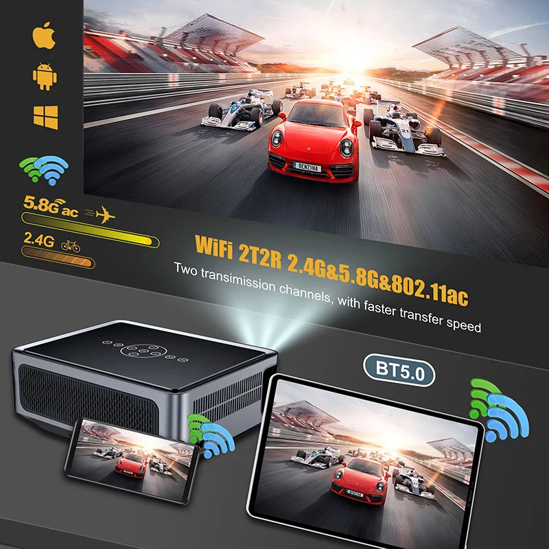 Xnano X1 Pro Portable Projector 4K 8K Full HD 1080P WiFi LED Video Beam Projector Android BT5.0 Home Theater Chrismas LED Light